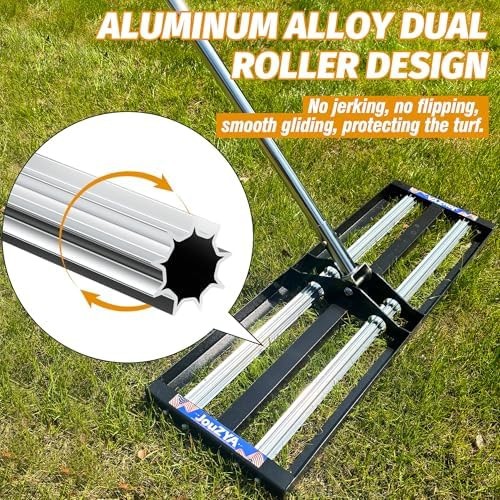 Updated Lawn Leveling Rake 30"x10", Lawn Leveler with Aluminum Rollers, Yard ...