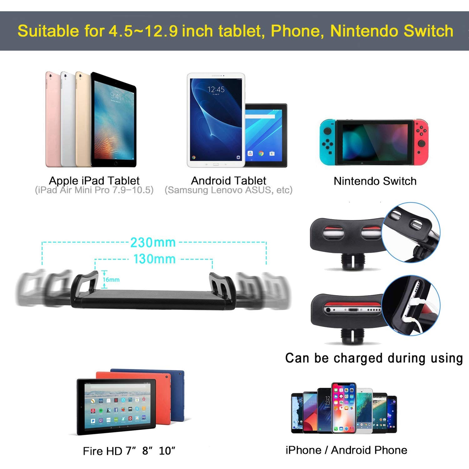 Tablet Stand Adjustable,Foldable Arm Stand for Bed,Aluminum Universal Flexibl