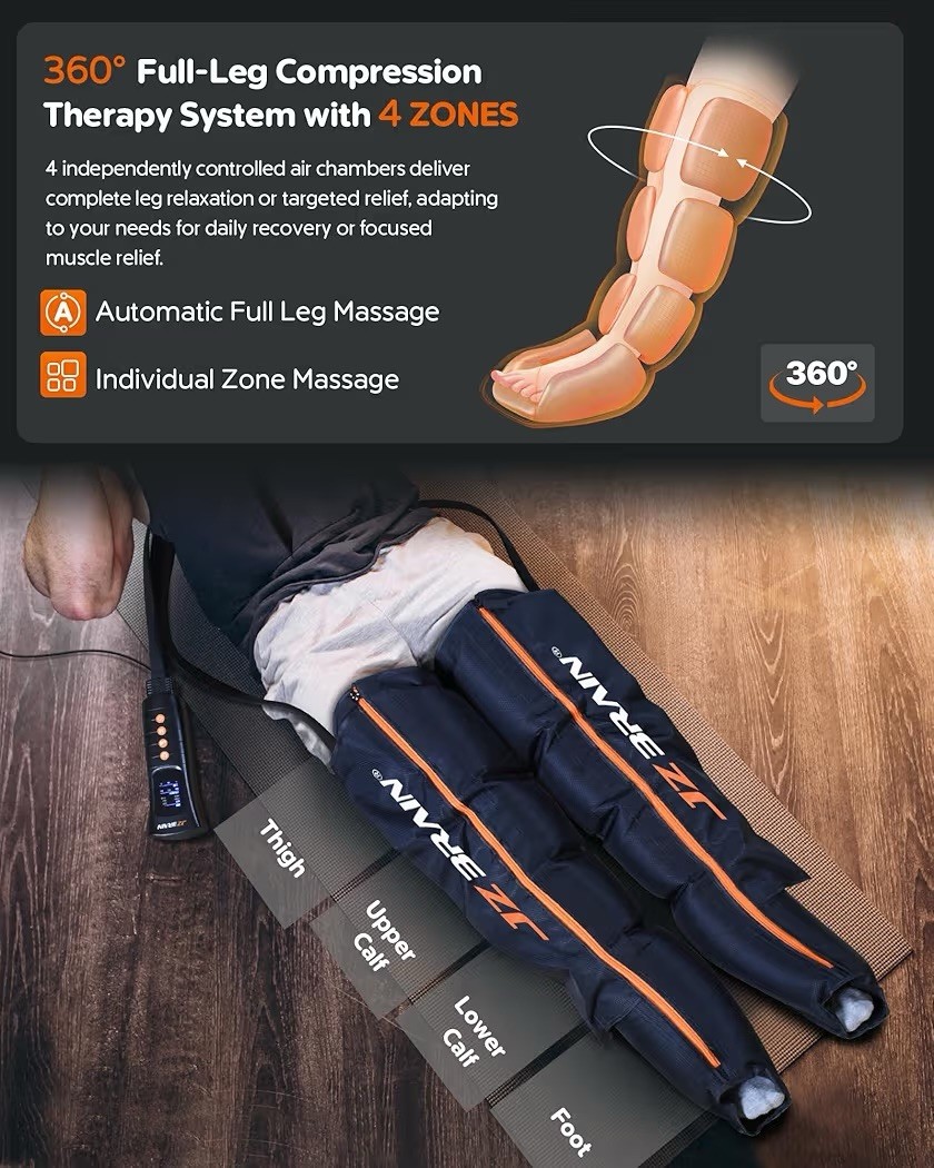 ✅ Sequential Air Compression Recovery System: Professional Full Leg Compression