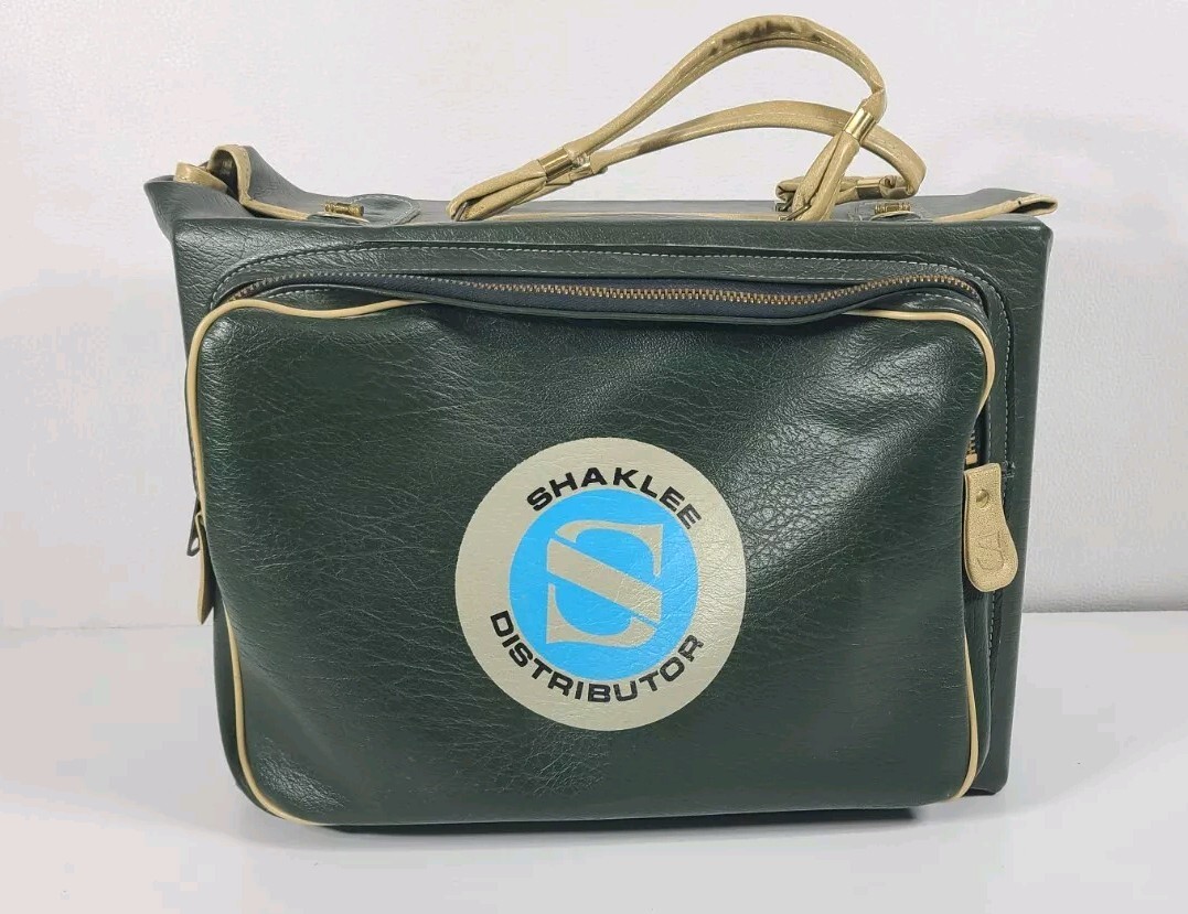 Shaklee Distributor Leather Carrying Case Green 1980 Bag Selling Display Vtg HTF