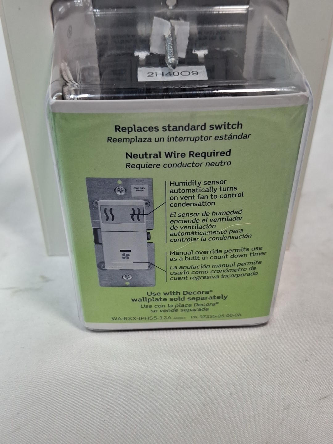 Leviton Decora Humidity Sensor/Fan Control IPHS5, White,