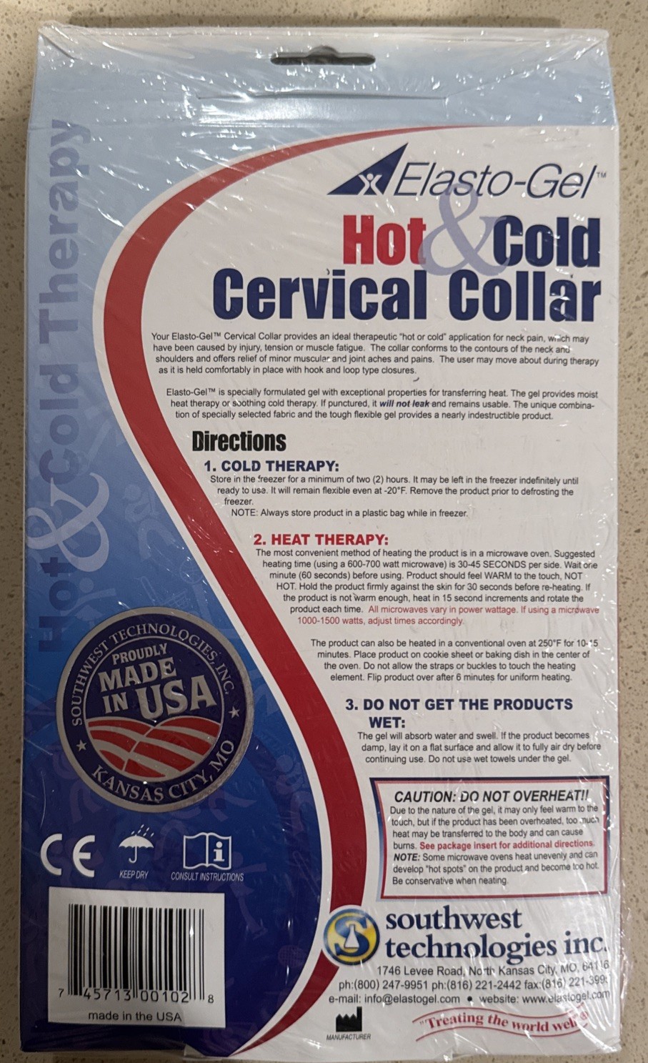 Elasto-Gel CC102 Neck Cervical Collar Hot Cold Therapy Microwaveable Leak Proof