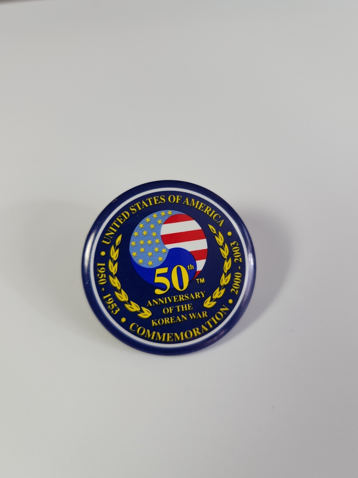 Korean War 50th Anniversary Commemorative Button Pin 1.5"