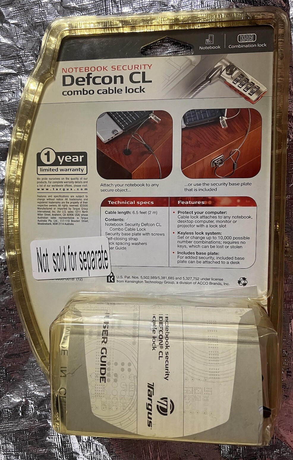 Targus Defcon CL Laptop Notebook Security Combination Lock & Cable PA410U New