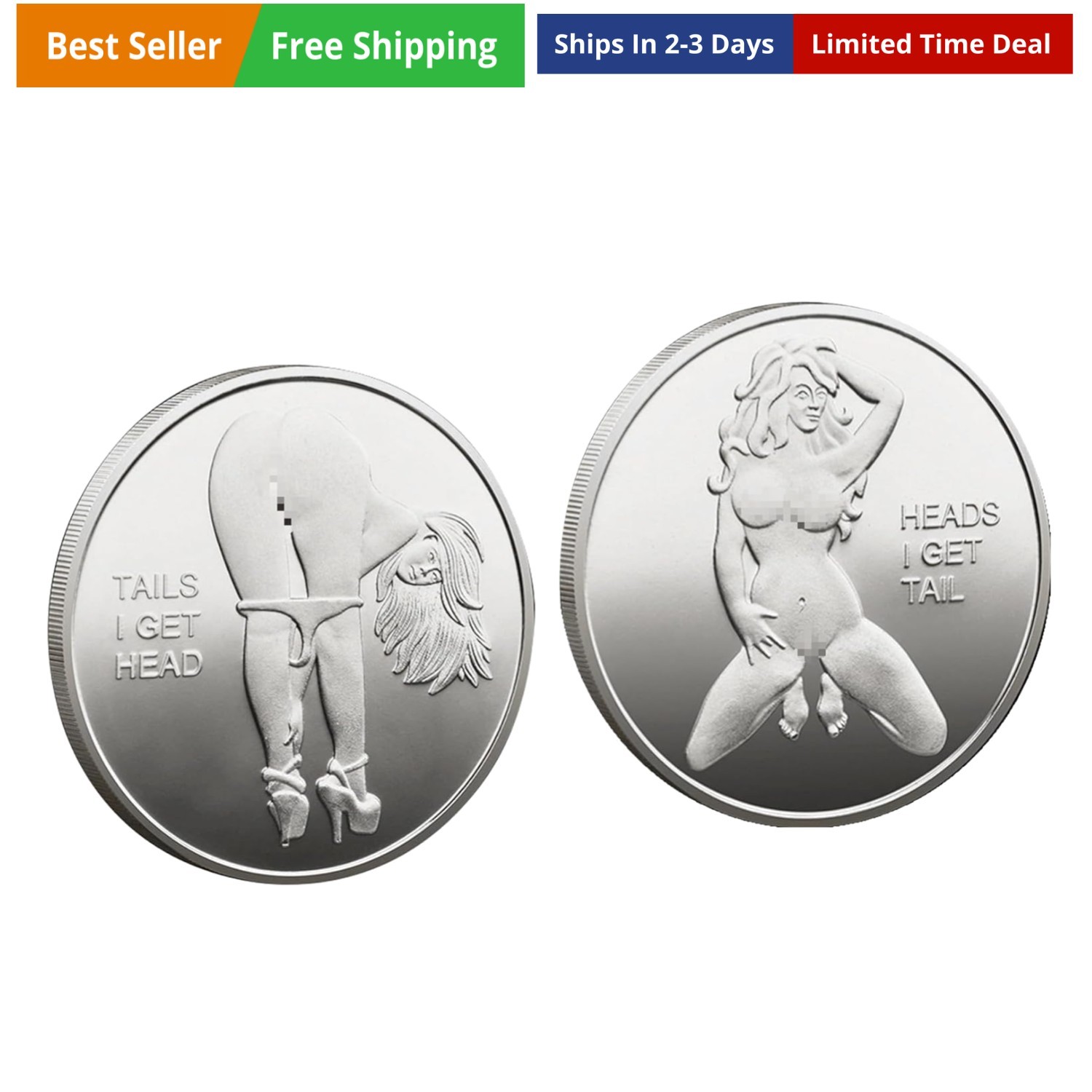 2PCS Head and Tail Beautiful Woman Coins,Funny Adult Coins - Date Night GIF f...