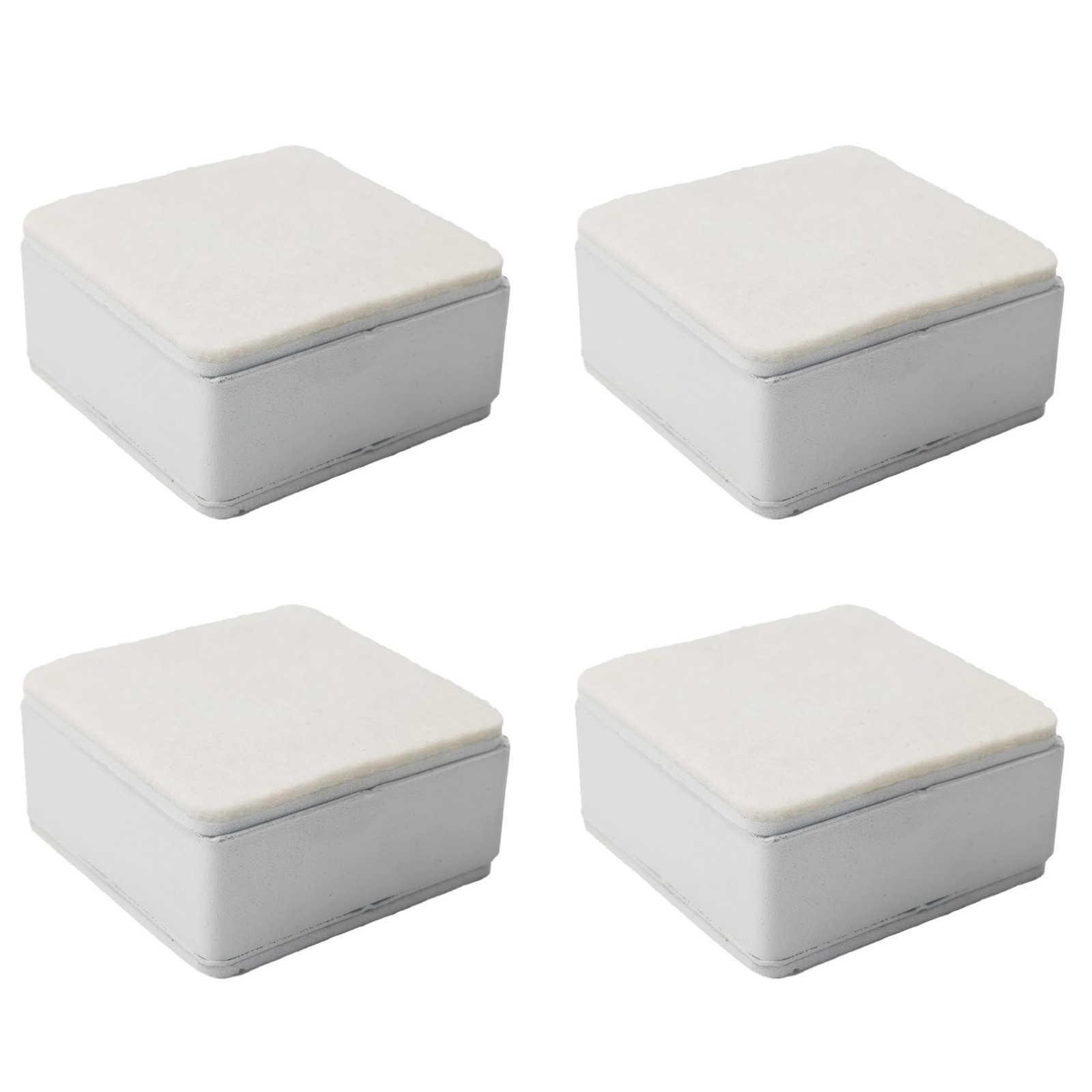 4 PCS 1.2 Inch White Square SelfAdhesive Furniture Risers Carbon Steel