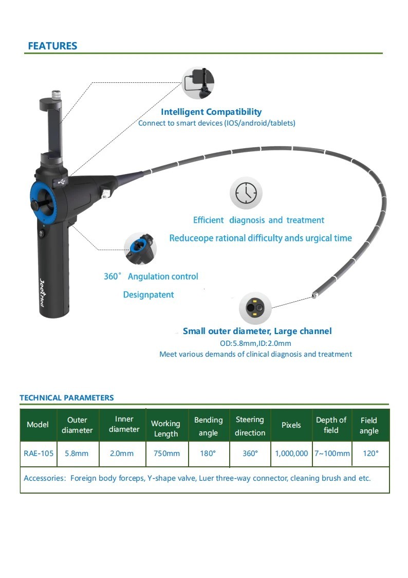 360° Rotating Endoscope - Human/Vet Use for Laryngoscopy & Bronchoscopy