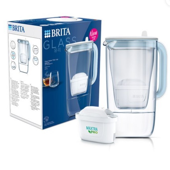 BRITA Glass Water Filter Jug 2.5L Premium Pitcher with 1 MAXTRA+ Cartridge Kit