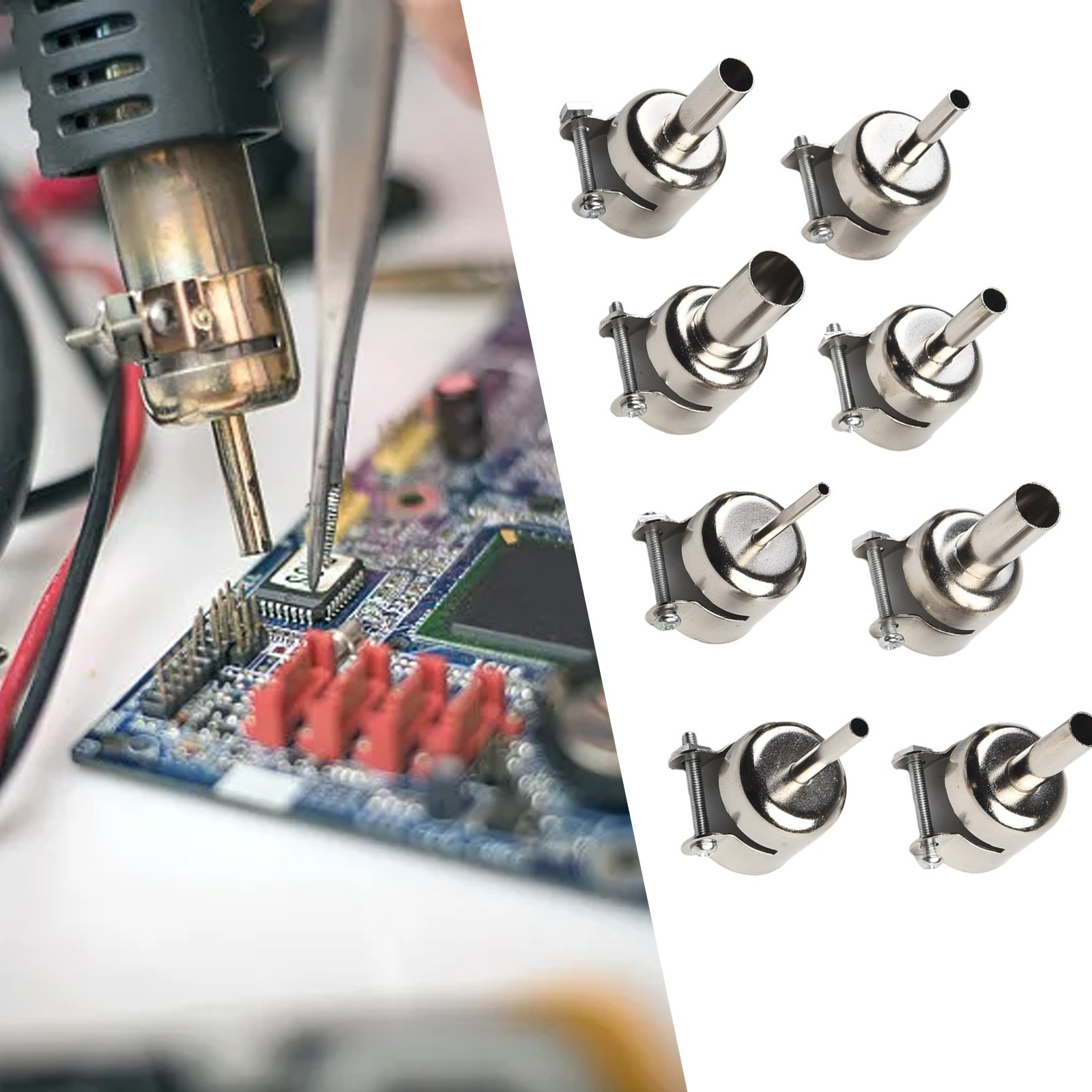 6028 968 Welding Nozzle Hot Air Nozzle Soldering Station Silver Stainless Steel