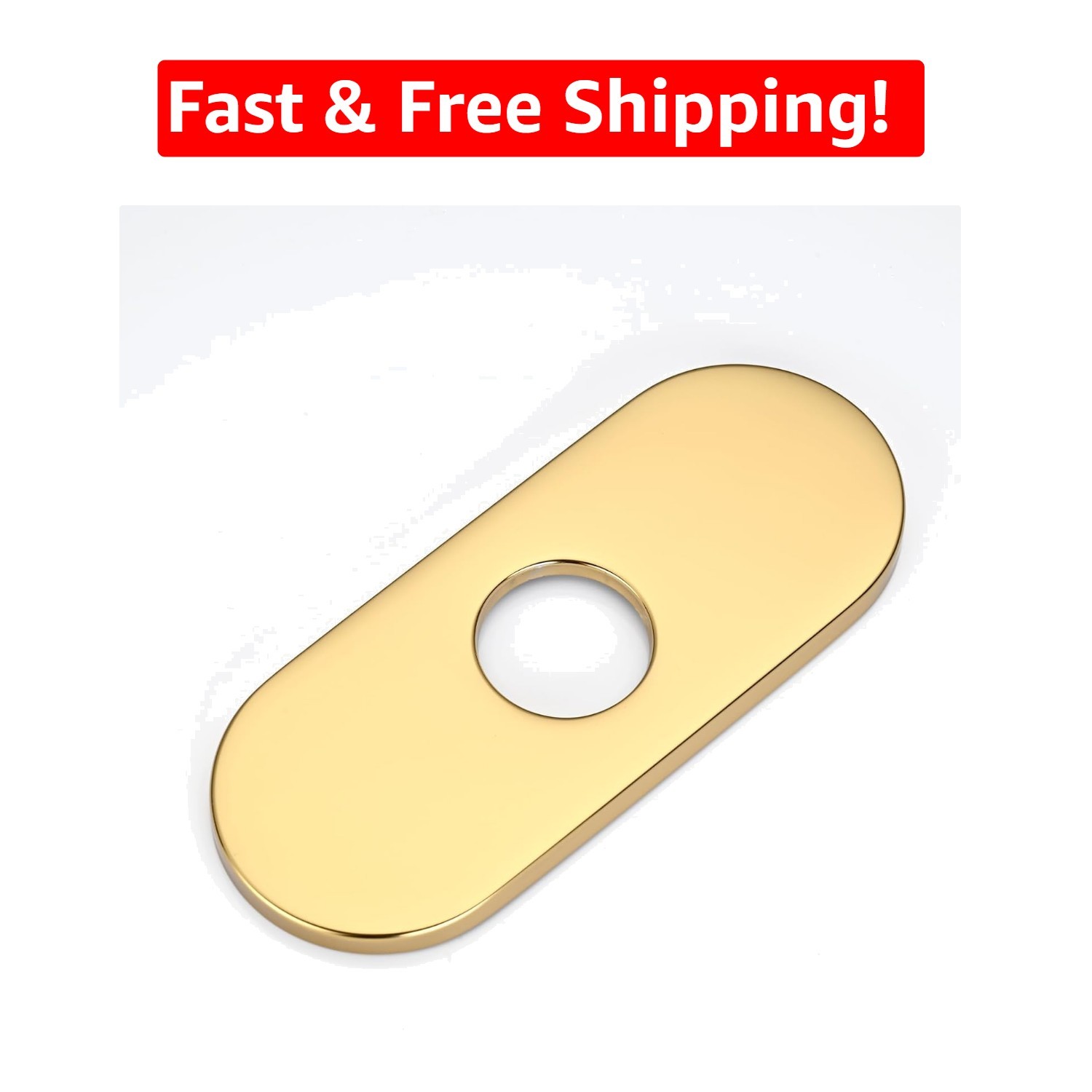 Elegant 6 Inch Chrome Gold Faucet Deck Plate - Universal Fit & Easy Install