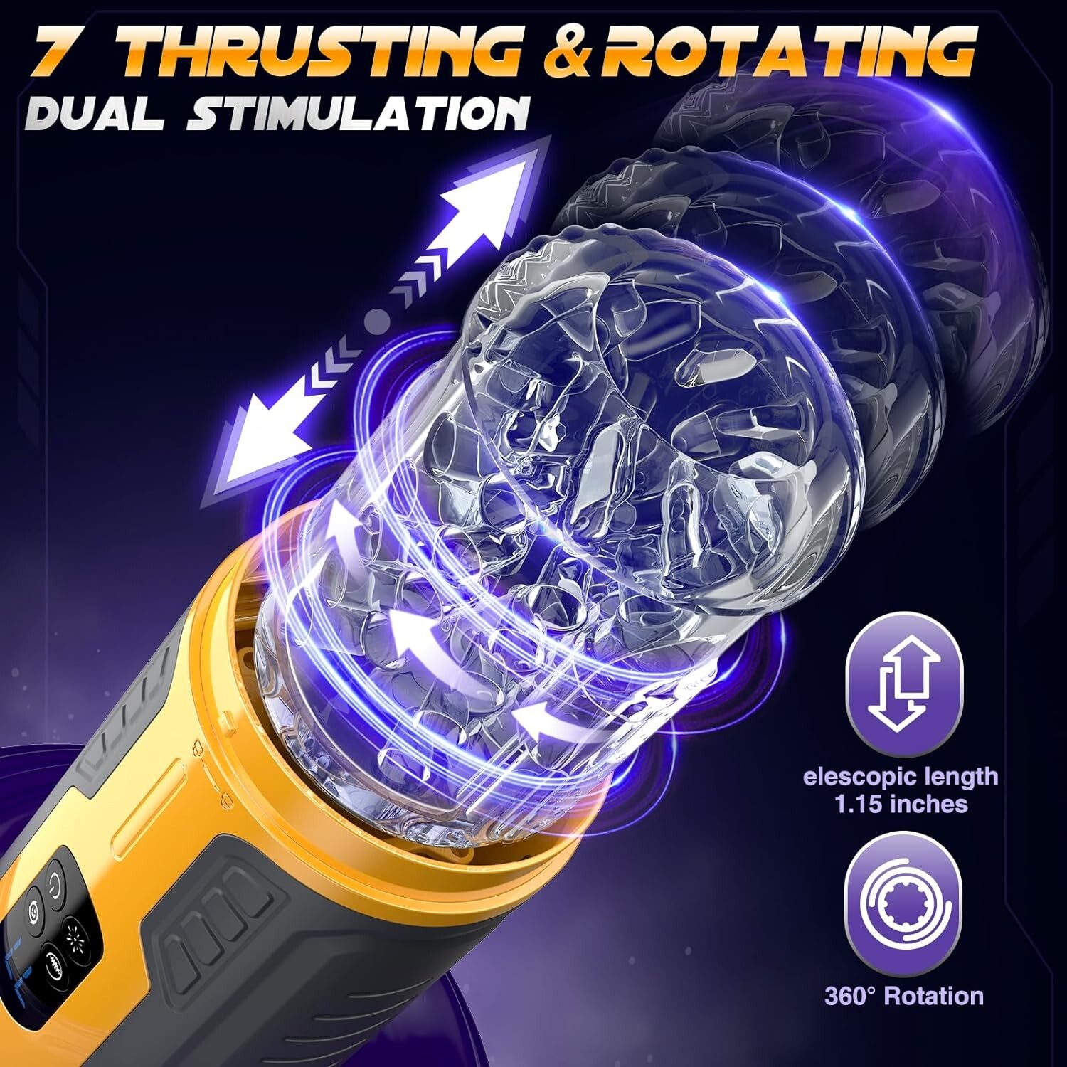 Male Masturbaters Automatic HandsFree Thrusting Cup Rotate Stroker Men Lubricant