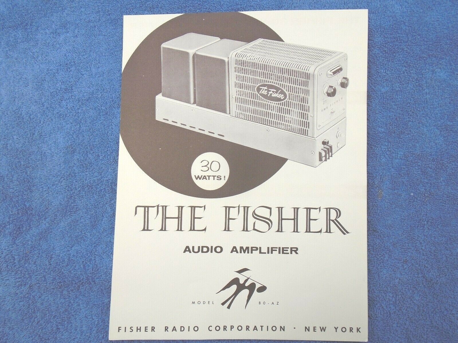 NOS 1957 58 FISHER RADIO Model 80-AZ TUBE AUDIO AMPLIFIER SALES BROCHURE 57