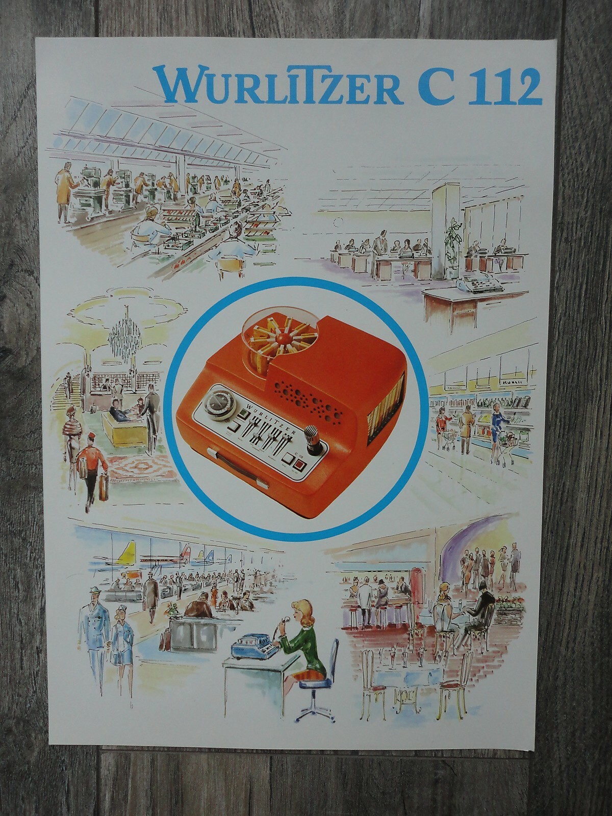 Wurlitzer C 112 Jukebox Flyer Original German Brochure
