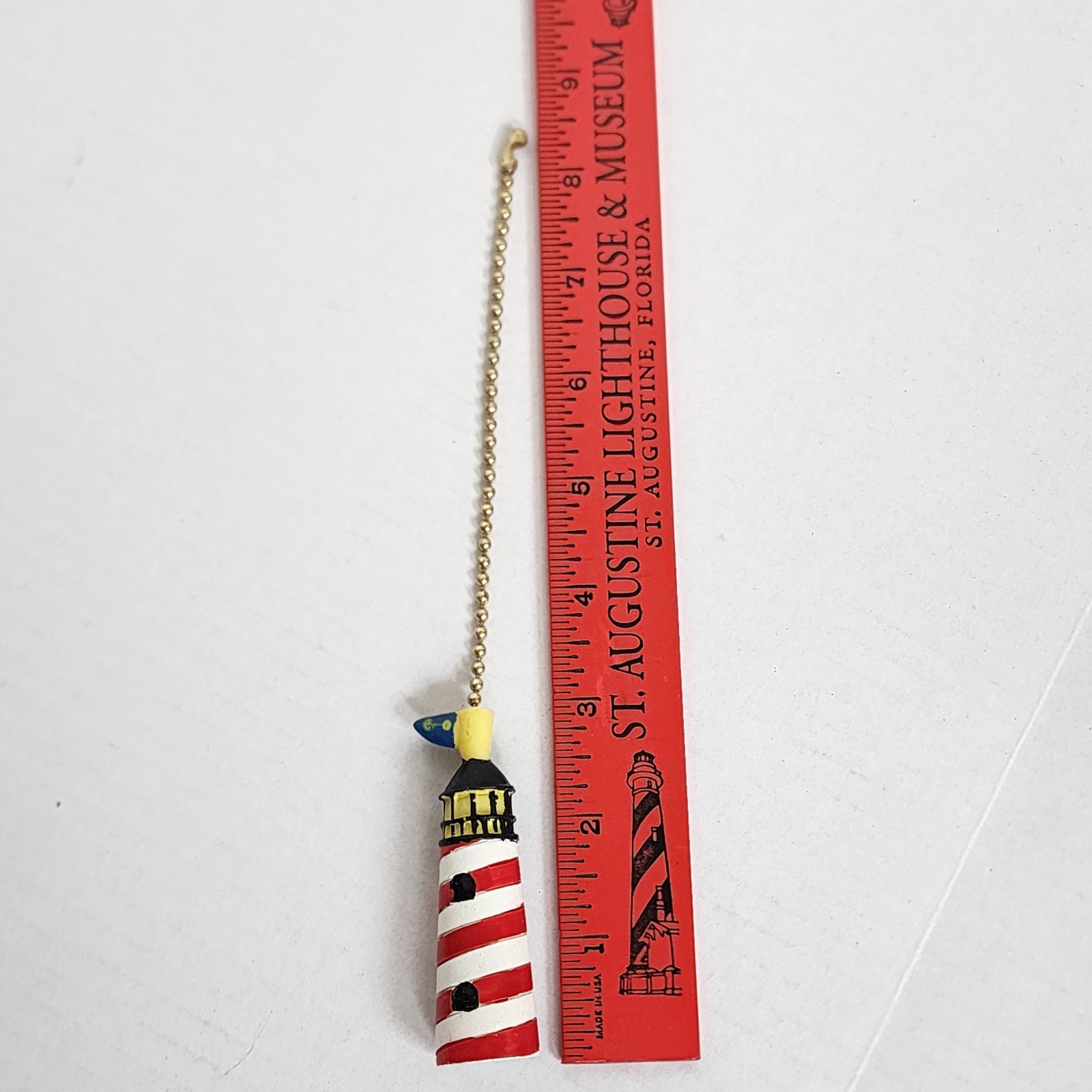 Striped Lighthouse Fan Pull Red White Yellow Carol Eldridge 8 Inch