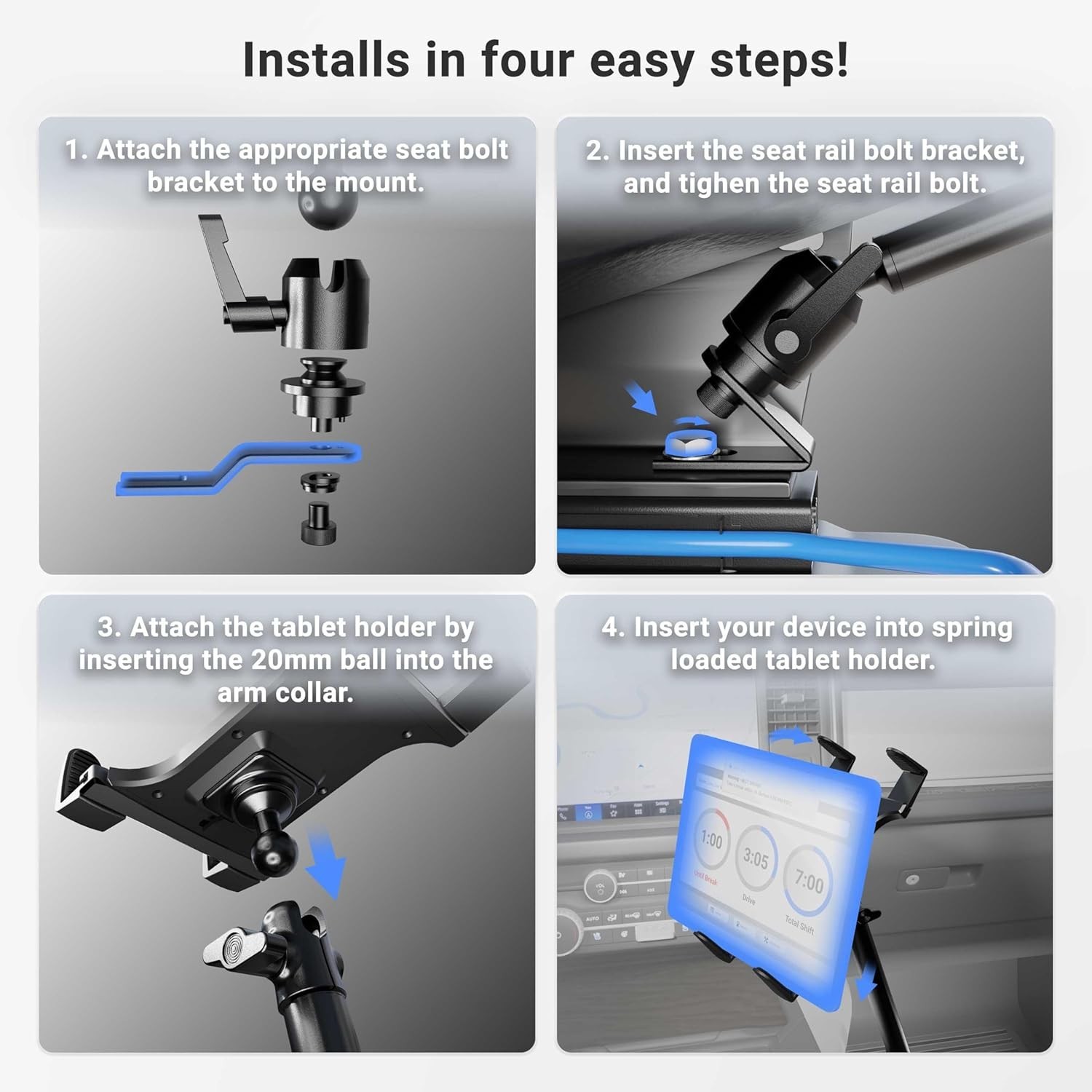 Mounts - Car Seat Rail Tablet Mount and Holder | Heavy-Duty for Car/Truck | A...