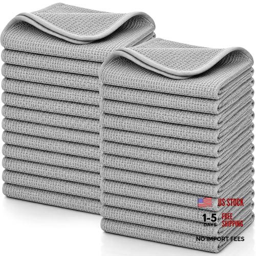 20 Pcs Premium Waffle Weave Cleaning Cloths 16"x16" Reusable Absorbent