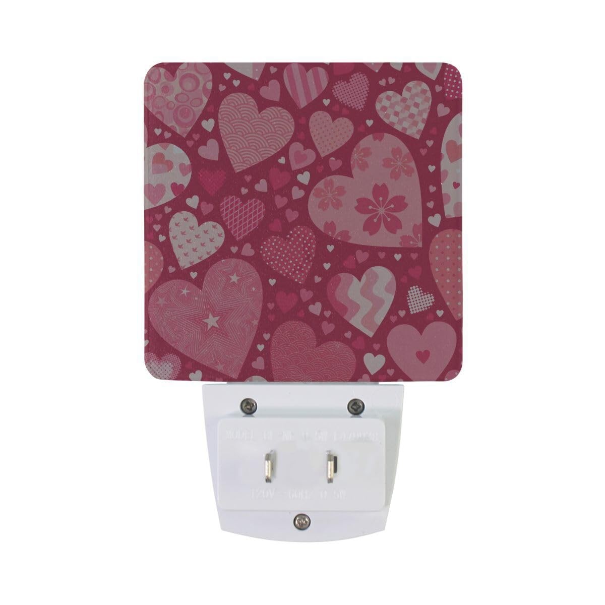 2 Pack Happy Valentines Love Heart Night Light Pink PlugIn Auto Sensor Lamp