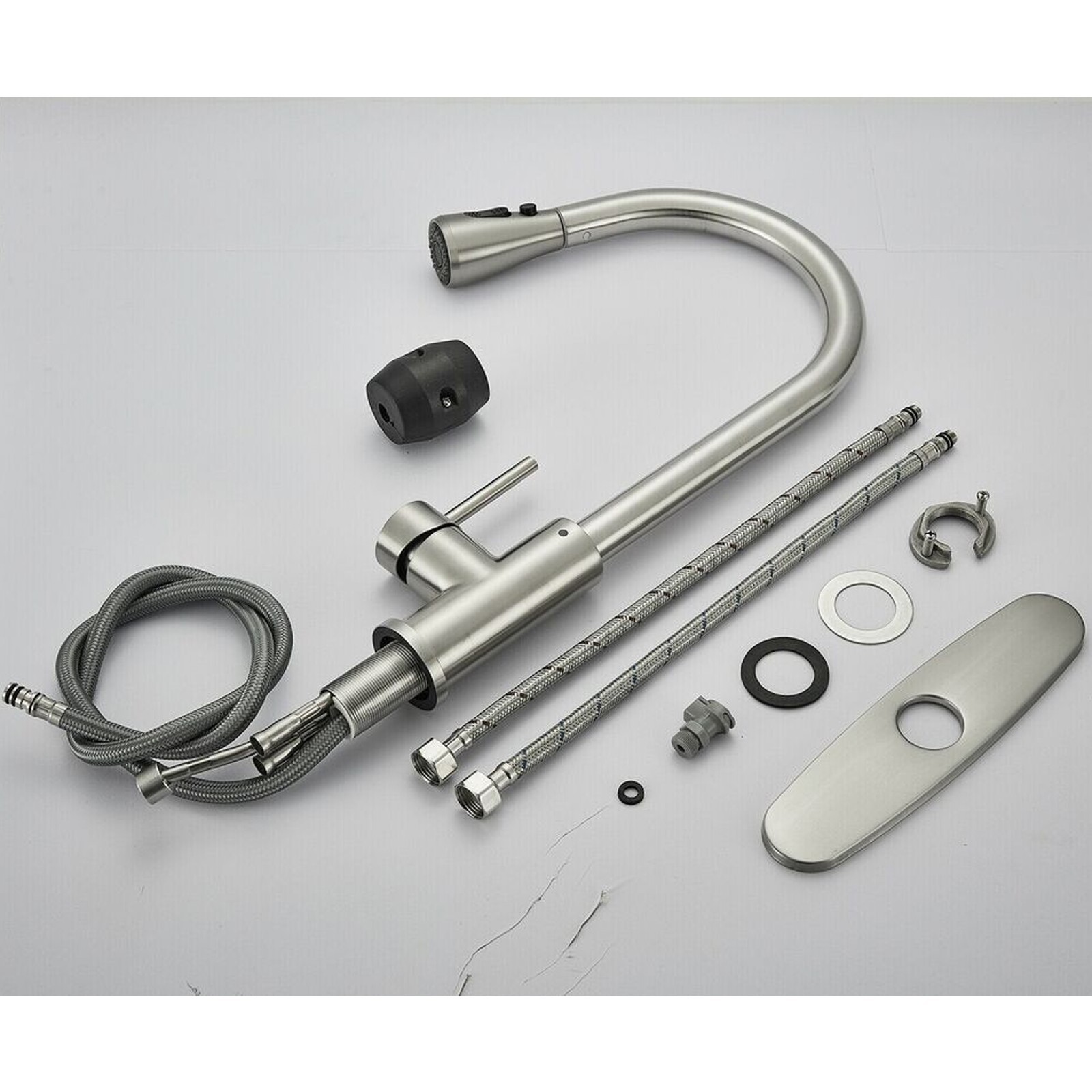 Commercial Kitchen Faucet Pull Down Sprayer Mixer Single Handle Stainless Steel
