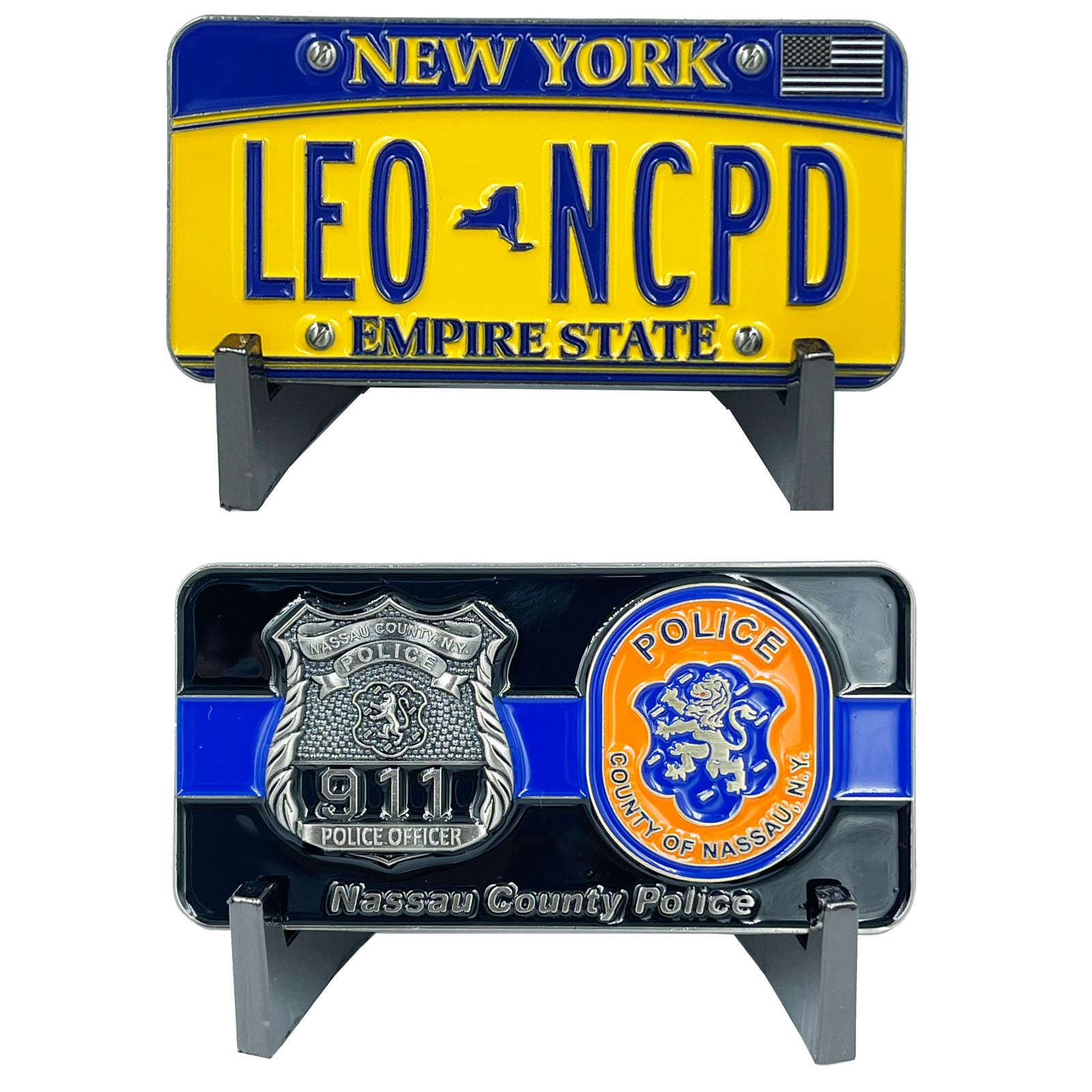 BL8-016 Nassau County Police Department Challenge Coin Thin Blue Line Long Islan