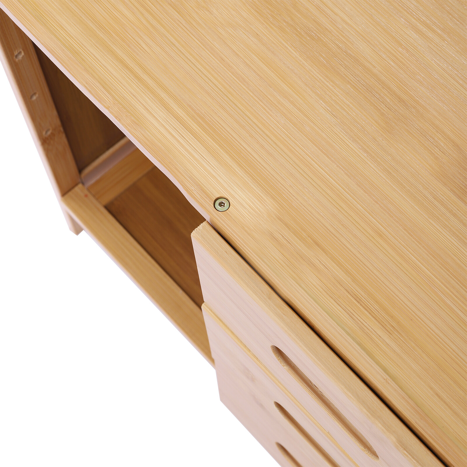3 Drawers Bamboo Bedside Table Storage Box Bedroom End Side Table Large Capacity