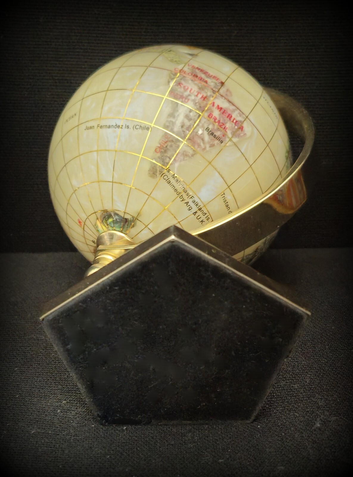 Inlay Gemstone Globe 3" White Opal Ocean