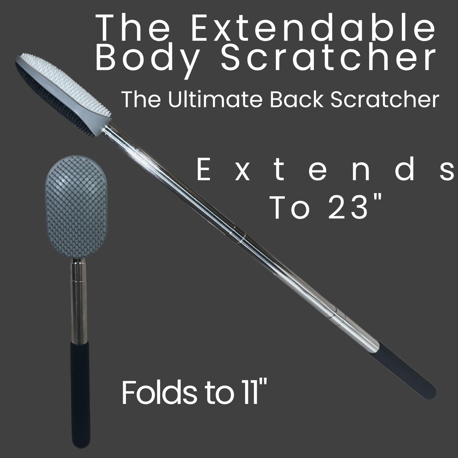 The Ultimate Extendable Back Scratcher, Scalp and Extendable, Gray / Black