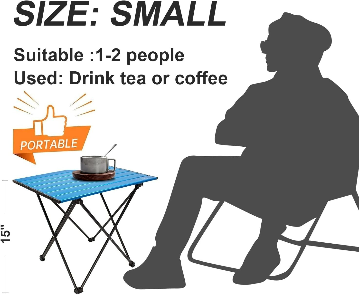 Lightweight Folding Camping Table - Durable Aluminum for Outdoor Fun, 16''x11''