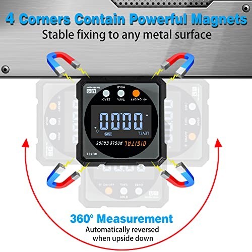 Digital Angle Finder with Laser - Magnetic Inclinometer, Miter Protractor, Backl