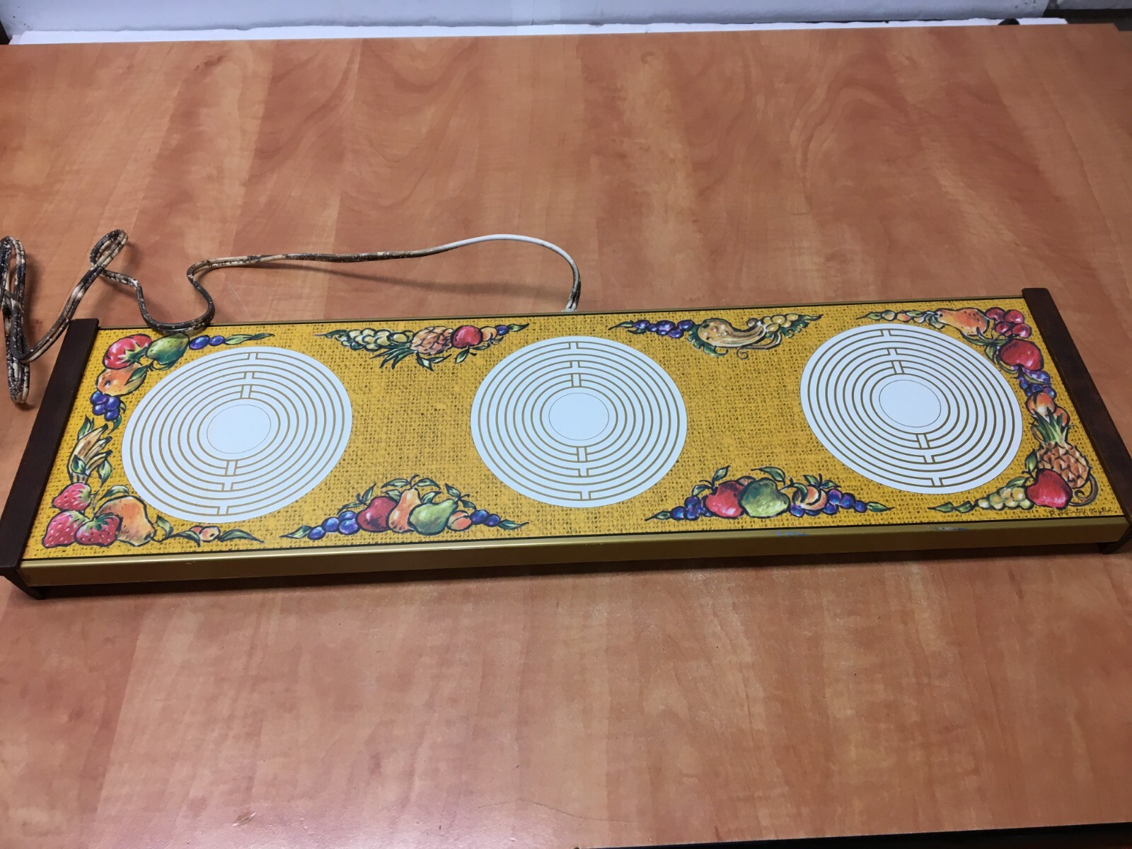 Vintage Warm-O-Tray Food Warming Tray 60's 70's Fruits Design Hot 3 Plate
