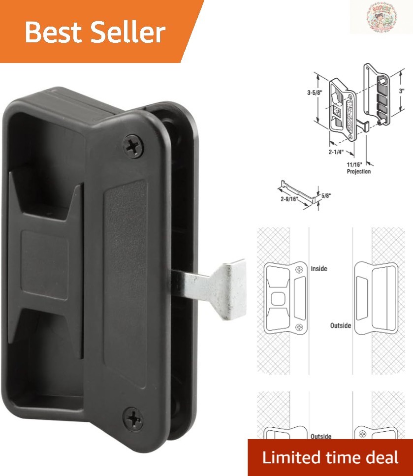 Universal Sliding Screen Door Handle and Latch - Easy Installation, Matte Black