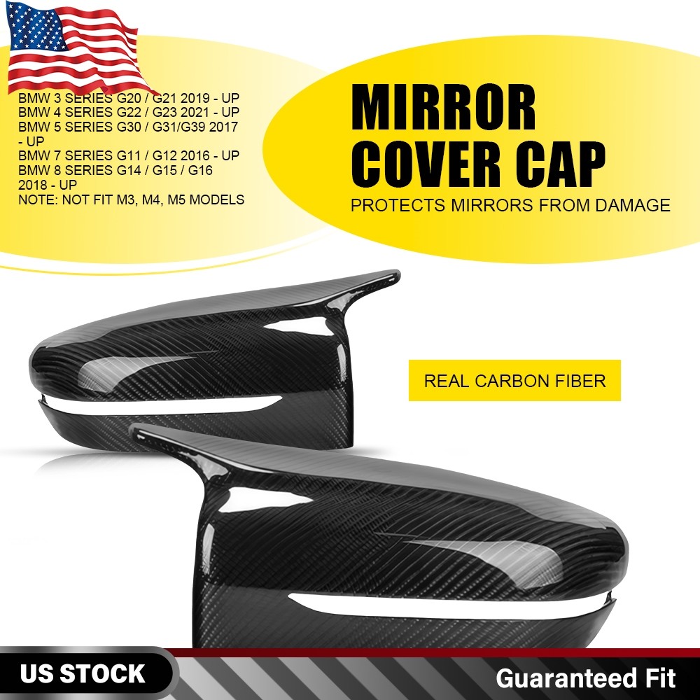 For 2017-22 BMW G30 G20 G11 G12 M Style Real Carbon Fiber Side Mirror Cover Caps