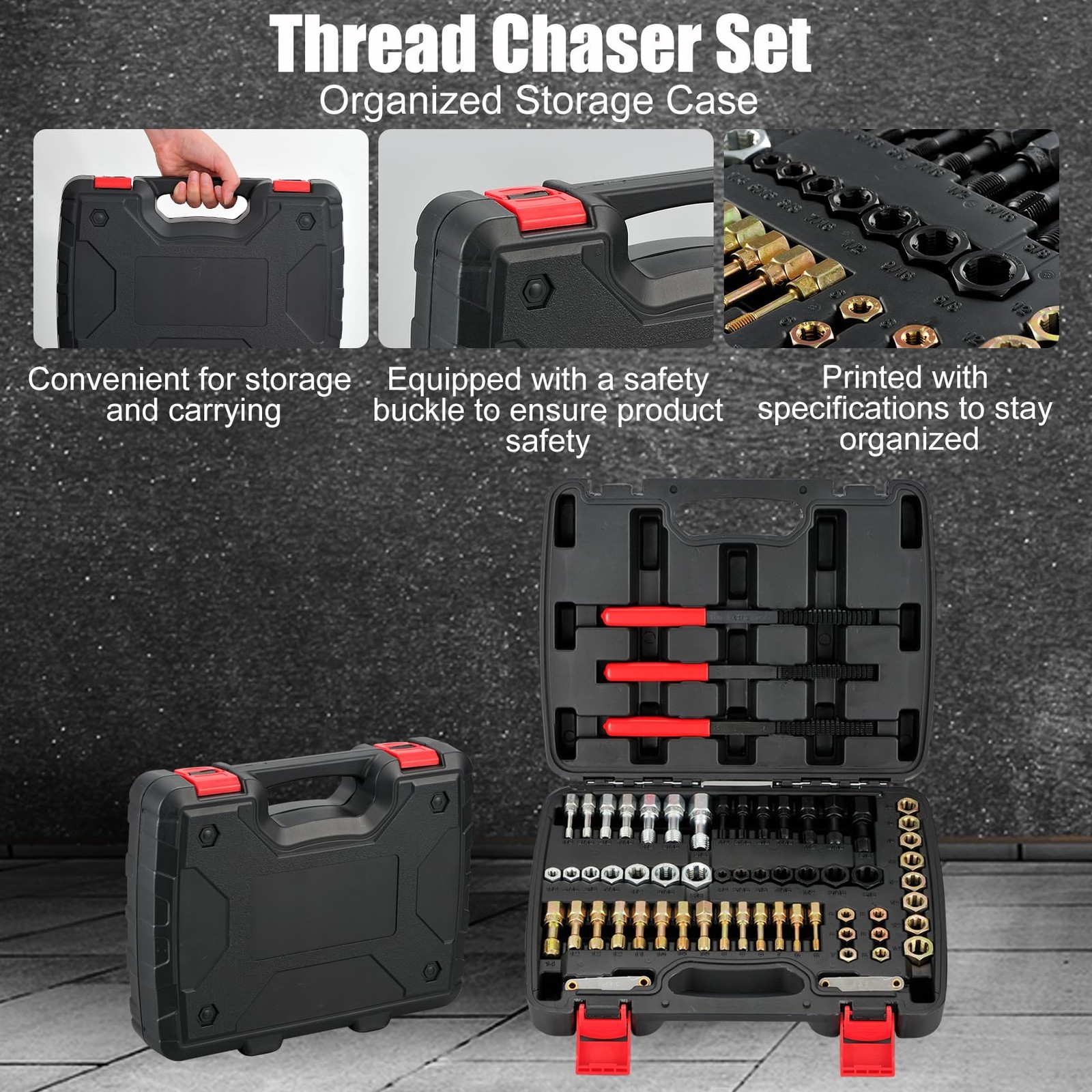 61Pcs Thread Chaser Set, Thread Restorer Kit Rethread Repair Tool, SAE Metr...