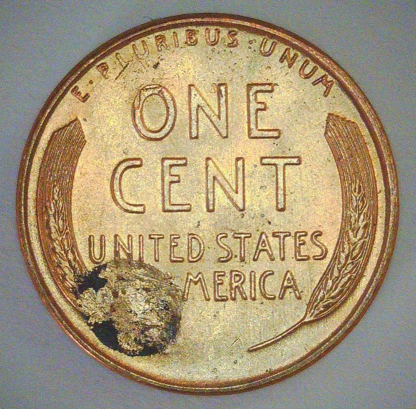 1958 BU Red Lincoln Cent Penny Grease Strike Error FREE SHIPPING LC10