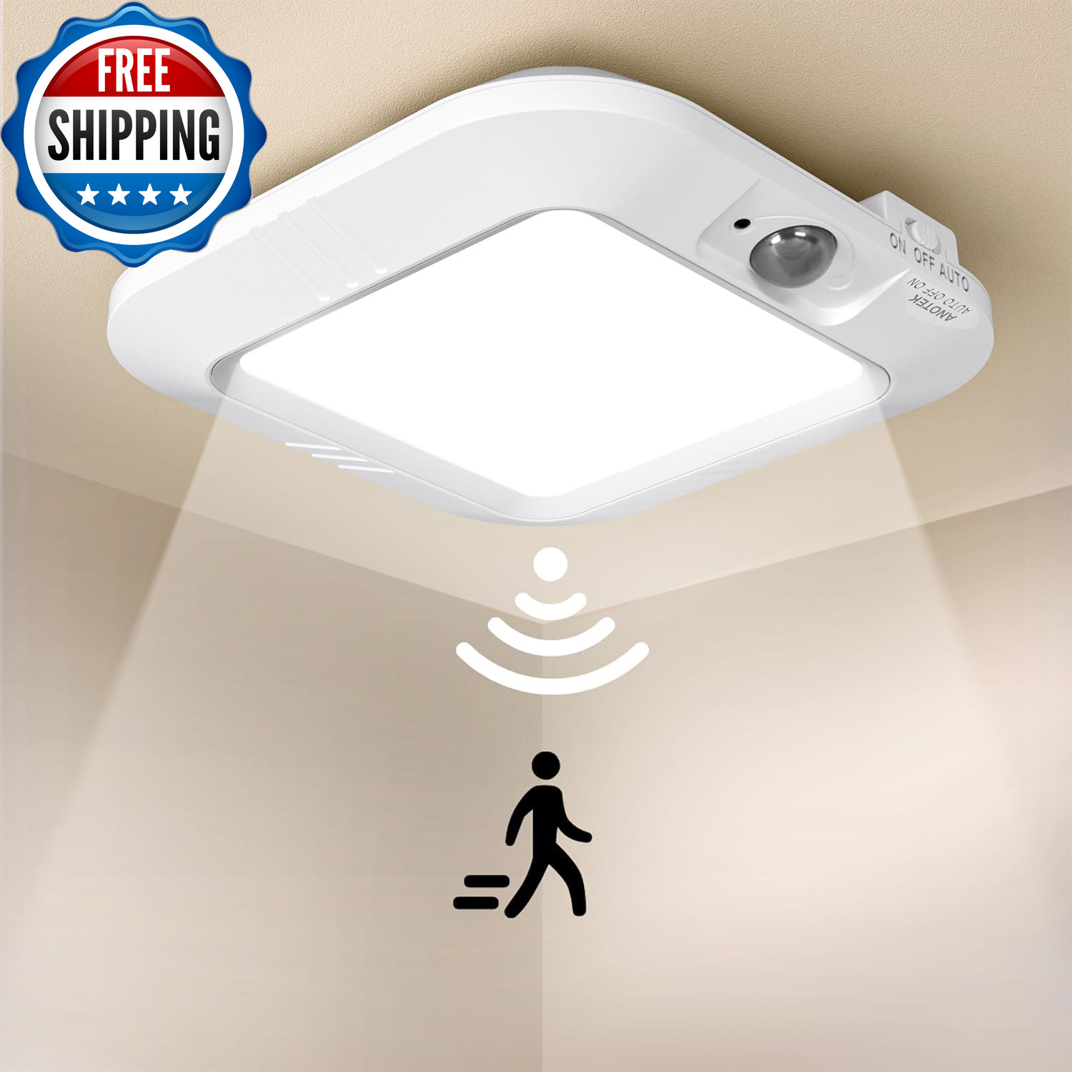 Battery Operated Ceiling Light Motion Sensor Light Indoor Motion Activated...