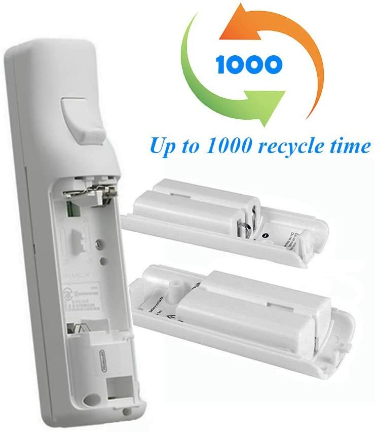 4 Pack 2800mAh Rechargeable Batteries for Wii/Wii U Remote Controller (White)