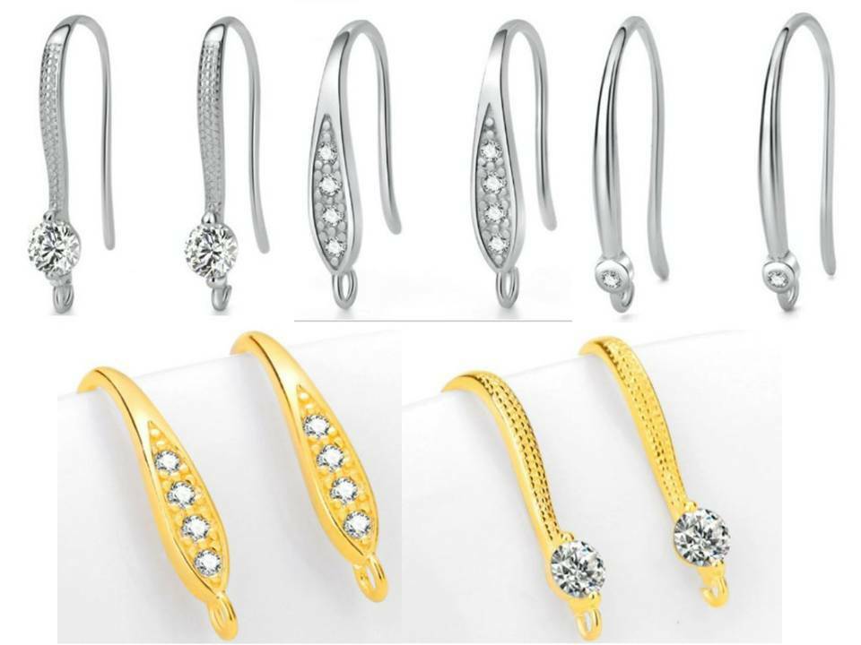 2 Pieces Genuine 925 Sterling Silver Earring Connectors Jewelry Findings StyleB