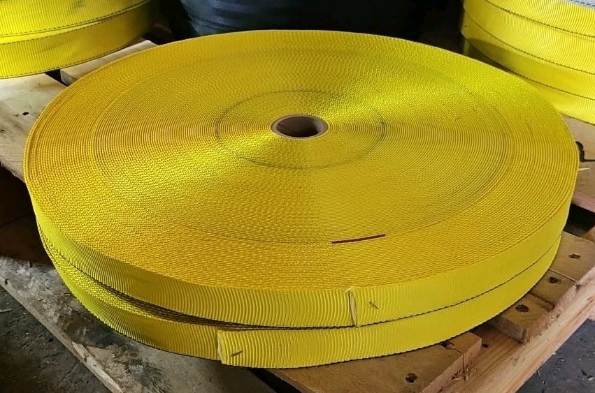 295' Roll of 1.25" Yellow w/ One Black Edge Tie Down Webbing - 2 Available! NEW!