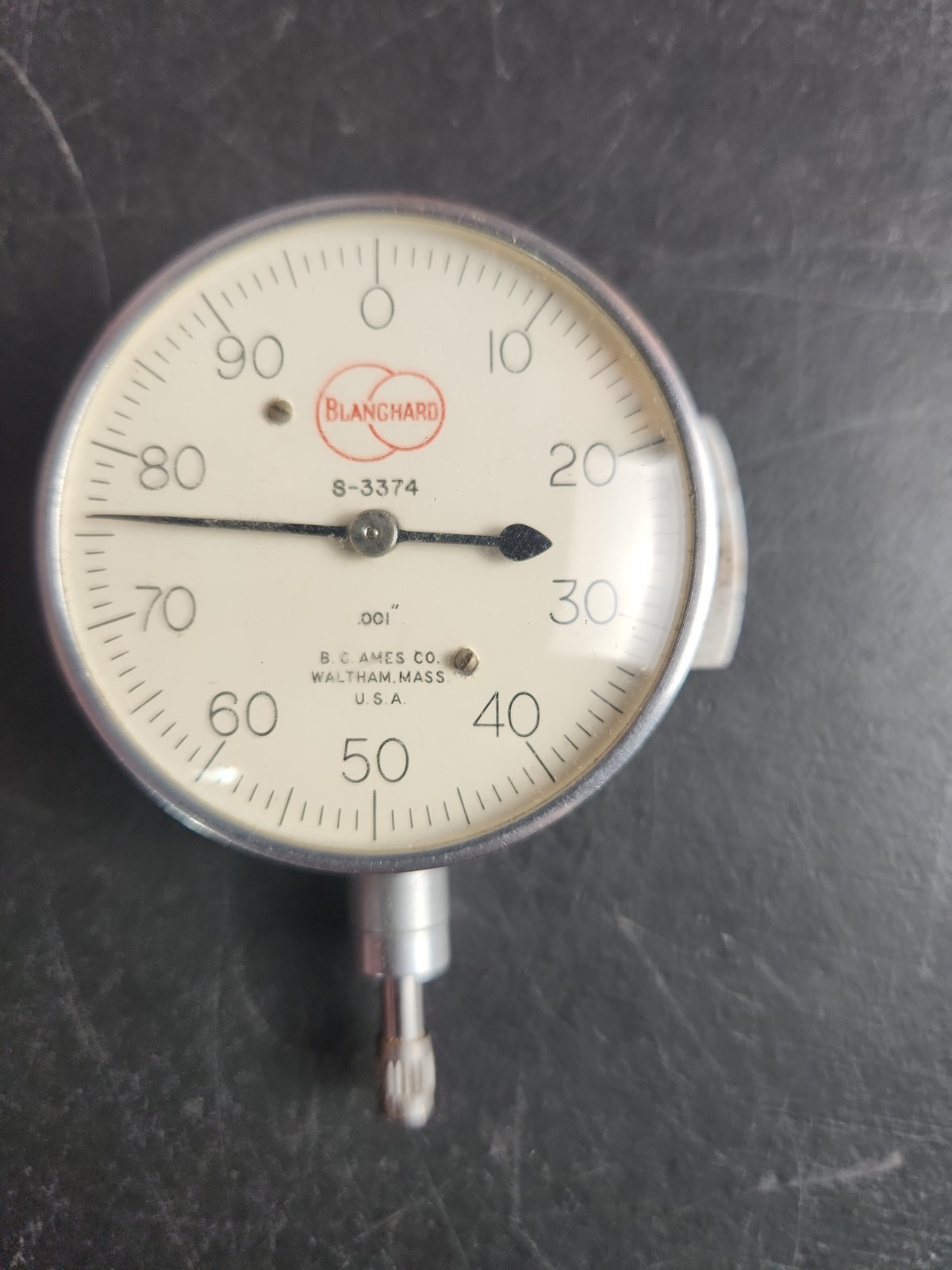 Vintage B.C. Ames Co. Model S-3374 .250" Travel Dial Indicator .001".
