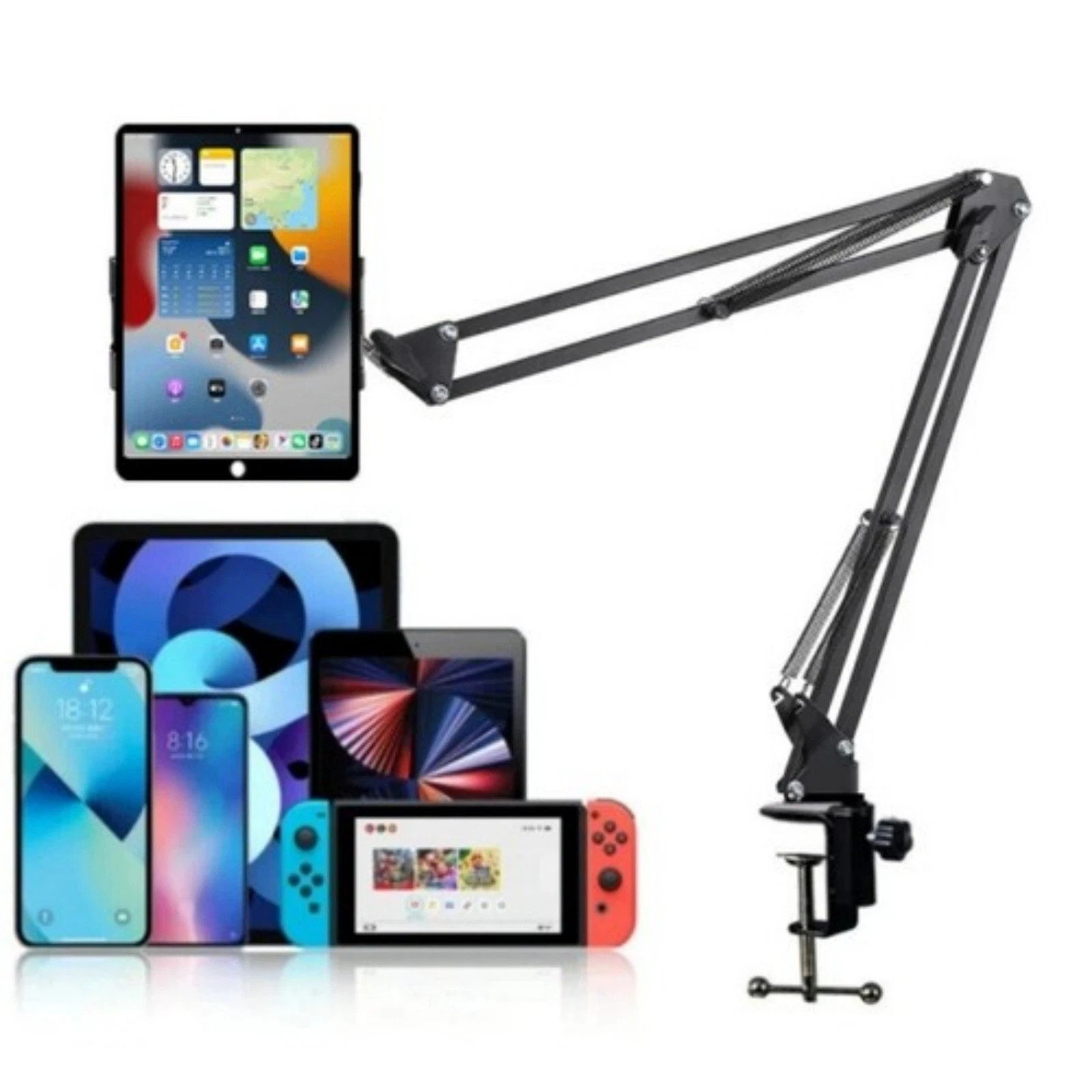Flexible Long Arm Lazy Tablet Stand for Bed, Desk - Mount for iPhone iPad Kindle