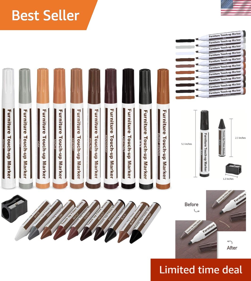 Professional Quality Furniture Repair Kit with 10 Color Options for Homeowners
