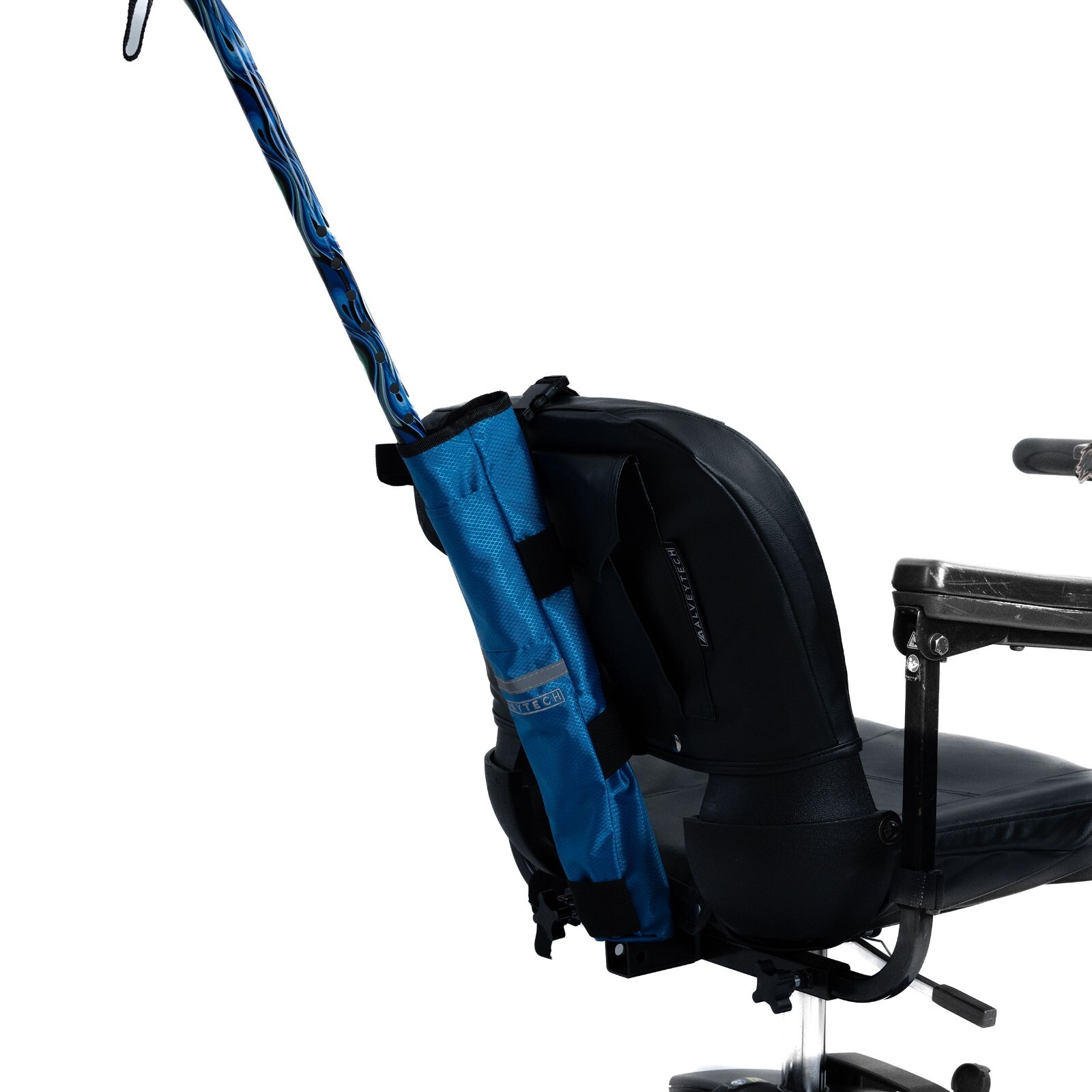 Universal Cane Holder for Mobility Scooters & Power Chairs - Blue