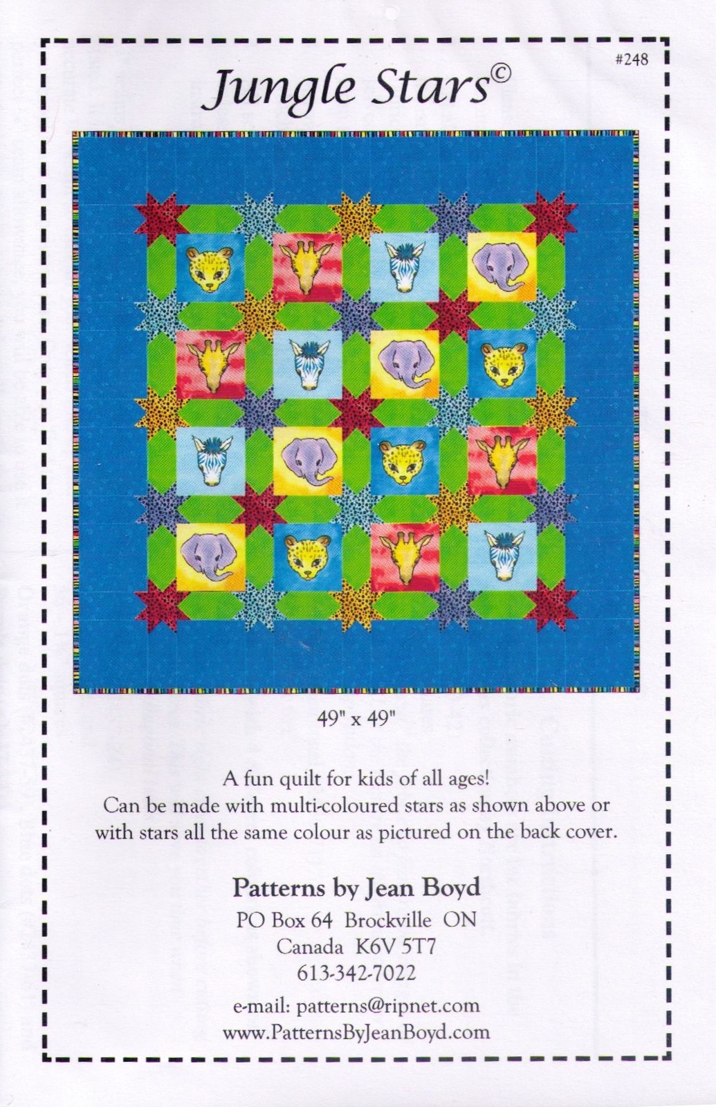 Jungle Stars Quilt Pattern for Kids by Jean Boyd REDUCED PRICE
