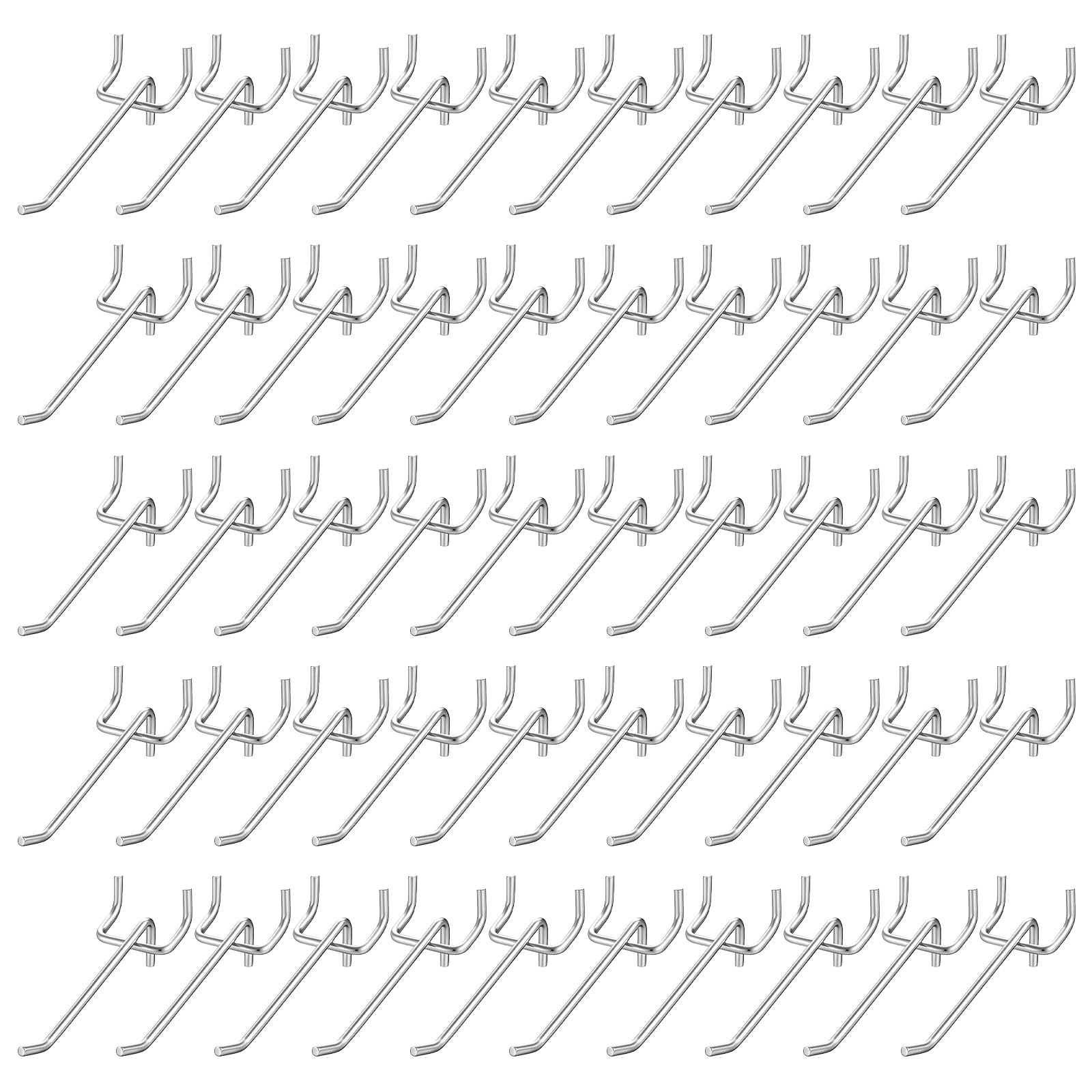 LIQWEI 100 Pcs Peg Board Shelving Hooks, Stainless Steel Hanging Silver