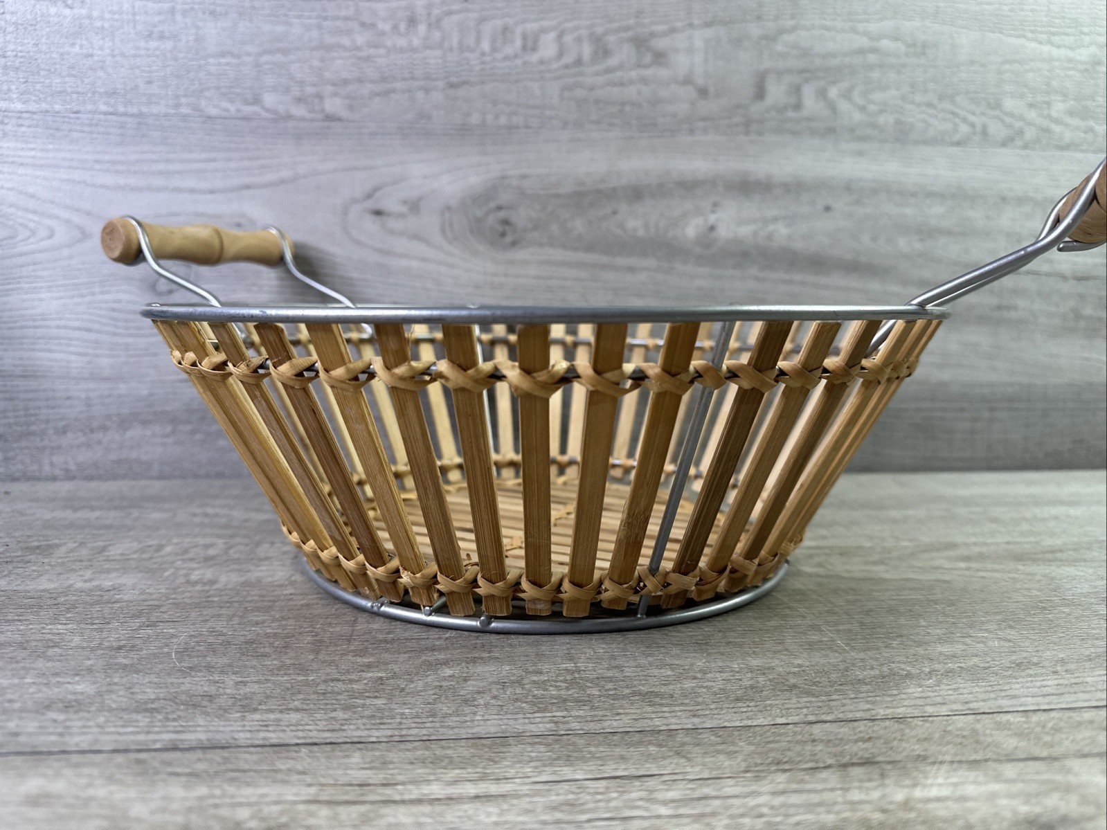 Unbranded Wicker Basket W/Handles Metal Frame