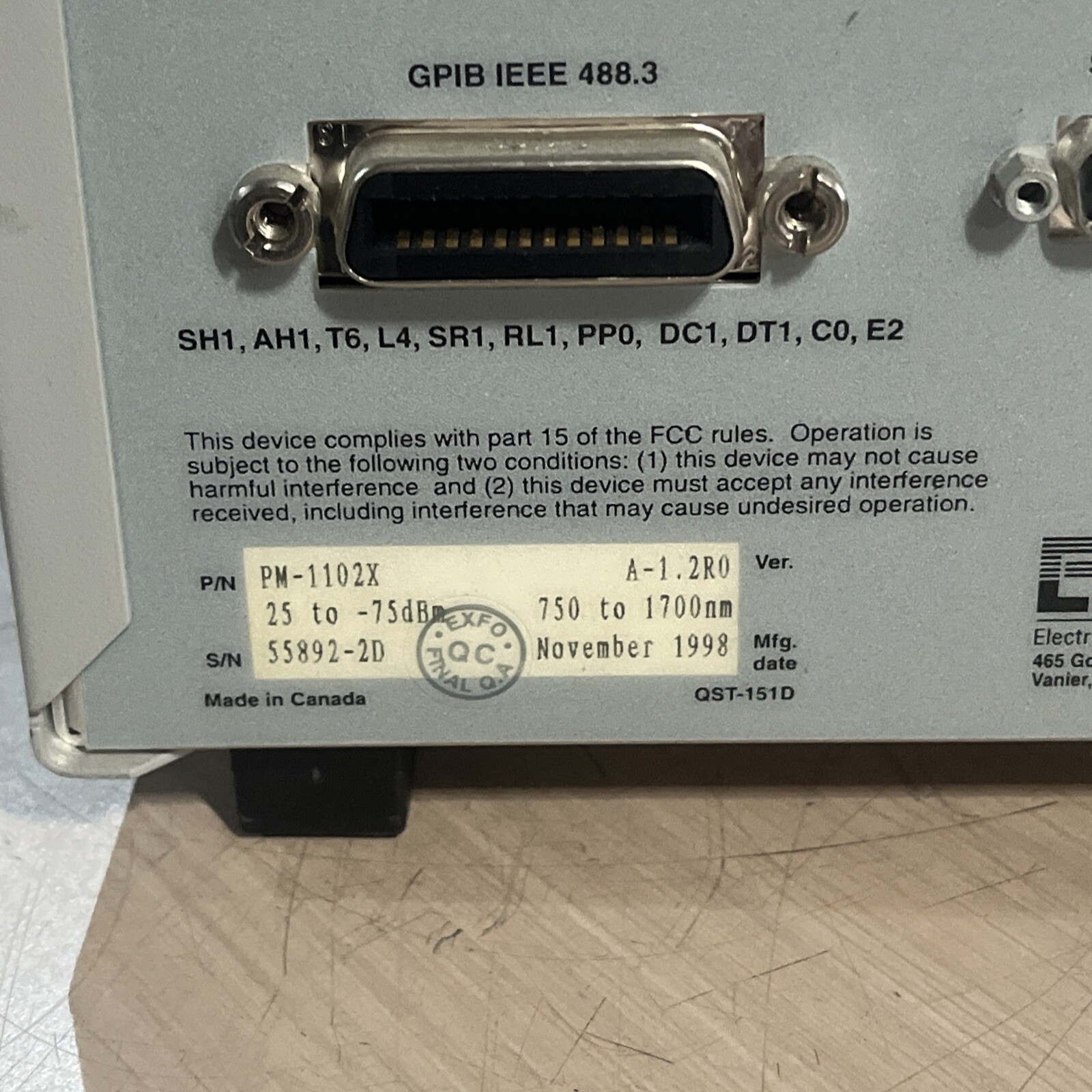 EXFO PM-1100 OPTICAL POWER METER