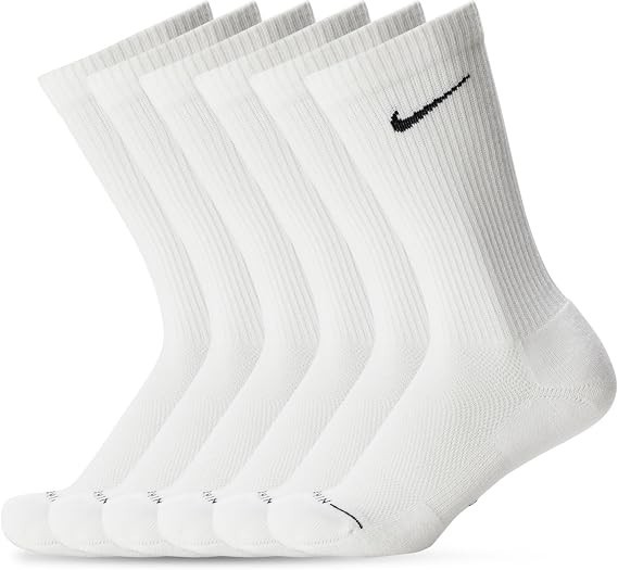 Nike Unisex Adult Everyday Cushioned Training Crew Socks (6-Pack) Large