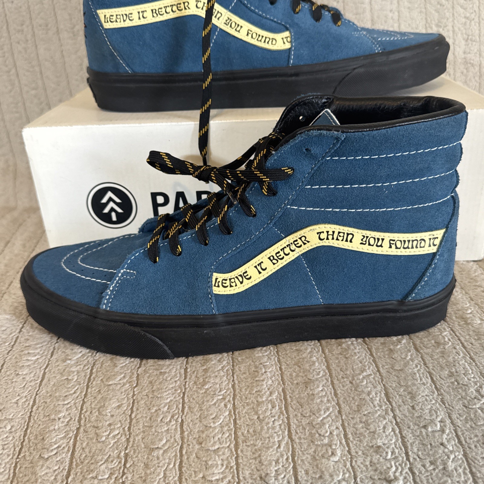 Vans x Parks Project Sk8-Hi Blue Teal Suede Shoes Mens 11.5 Womens 13 Mint Rare