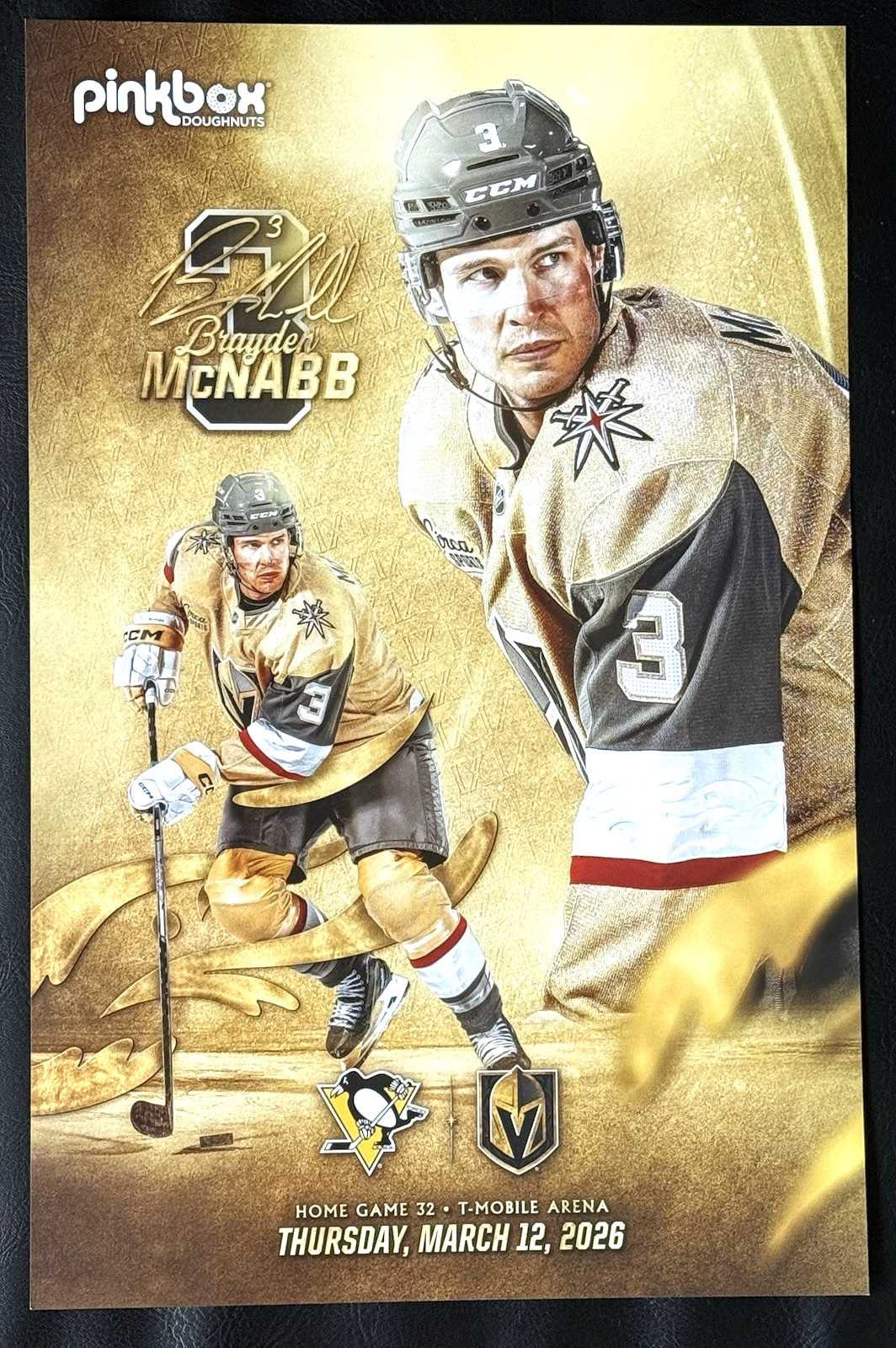 2025-26 VEGAS GOLDEN KNIGHTS HOME GAME #32 GAME DAY POSTER  MARCH 12, 2026