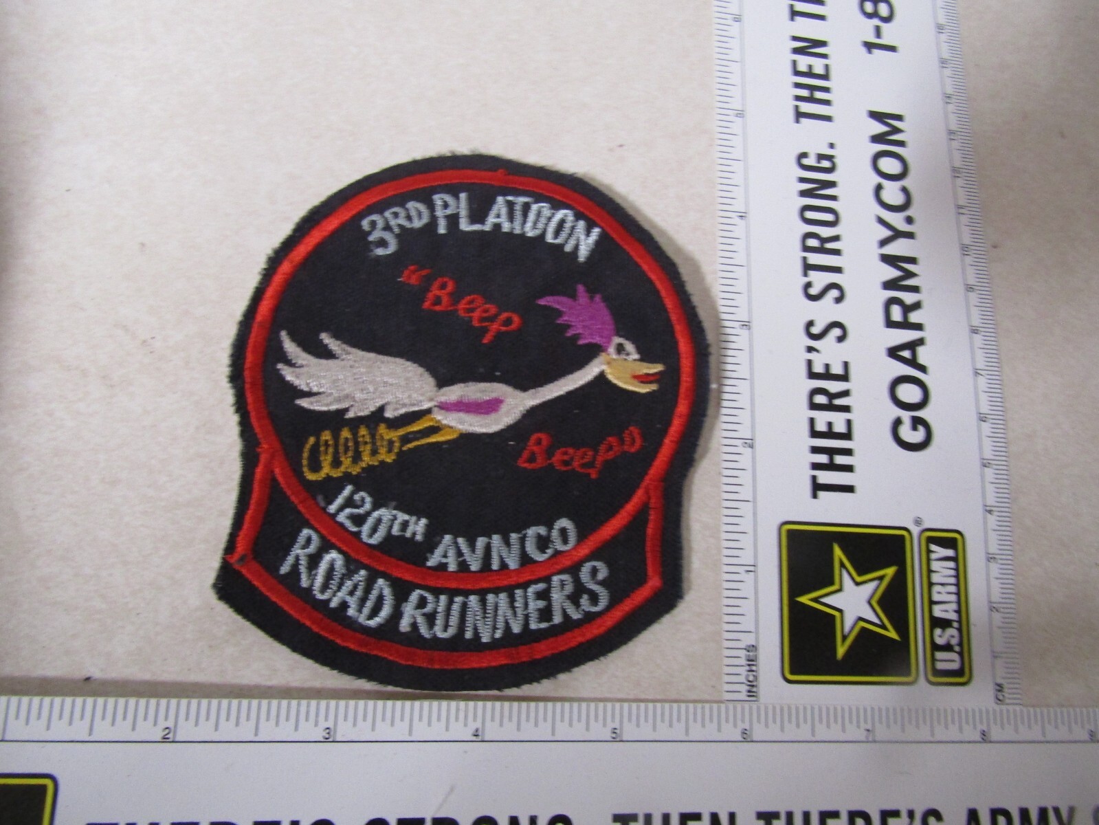 MILITARY PATCH SEW ON OLD VIETNAM ERA 3RD PLATOON 120TH AVIATION CO ROAD RUNNERS