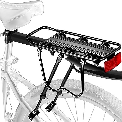 Rear Bike Rack,Bike Cargo Rack w/Fender & Large Size Reflective,Quick Bike rack